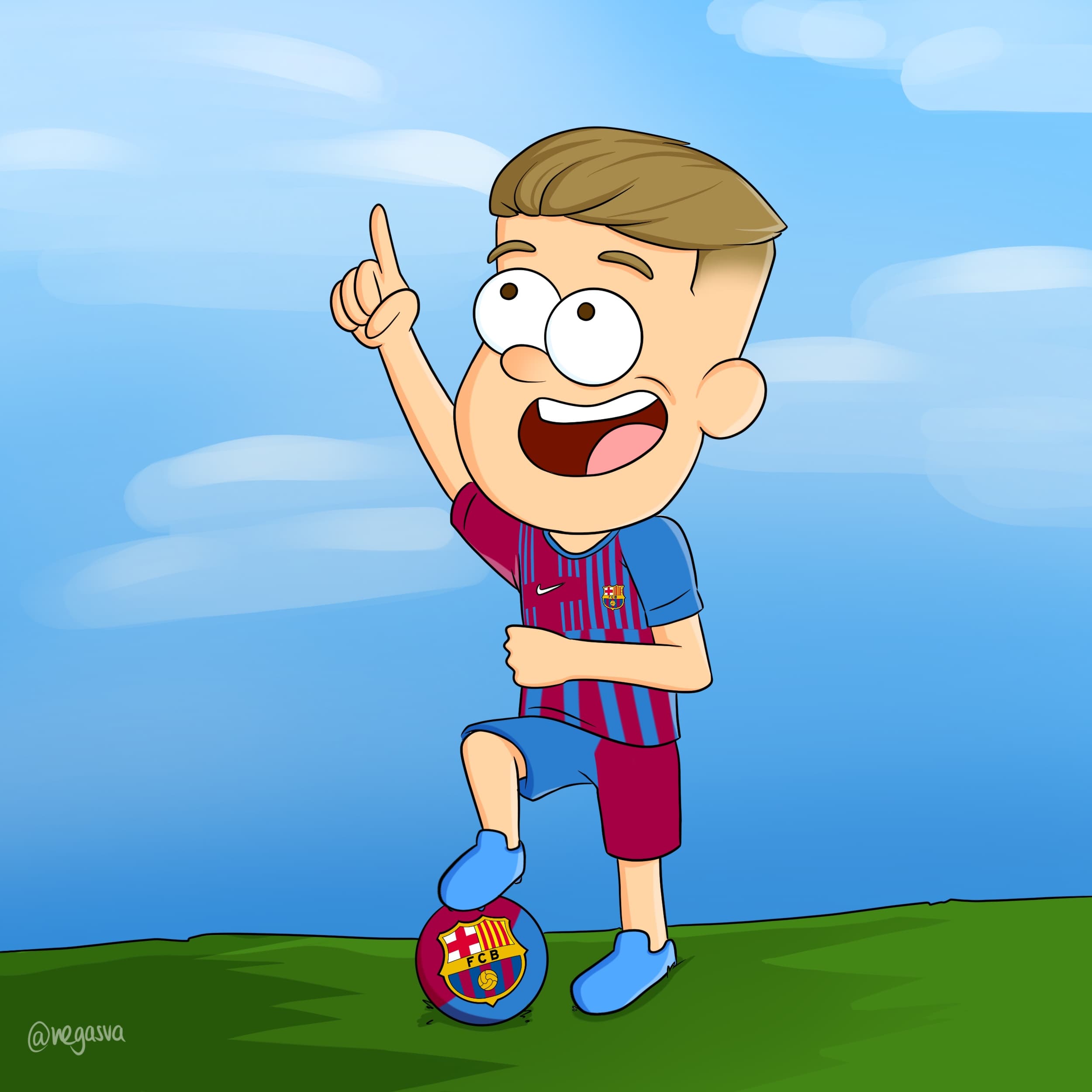 Gravity Falls style custom portrait hand drawn from photo with big eyes and warm forest colors